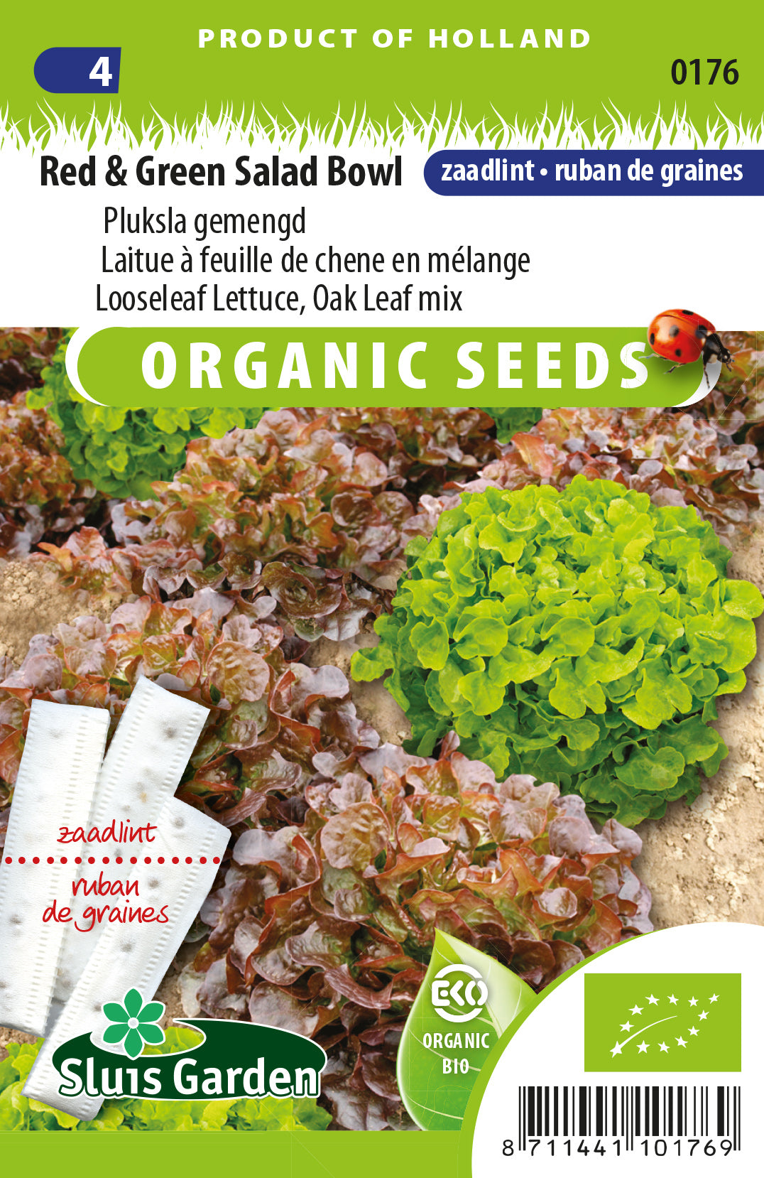 Pluksla red & green salad bowl zaden - zaadlint BIO