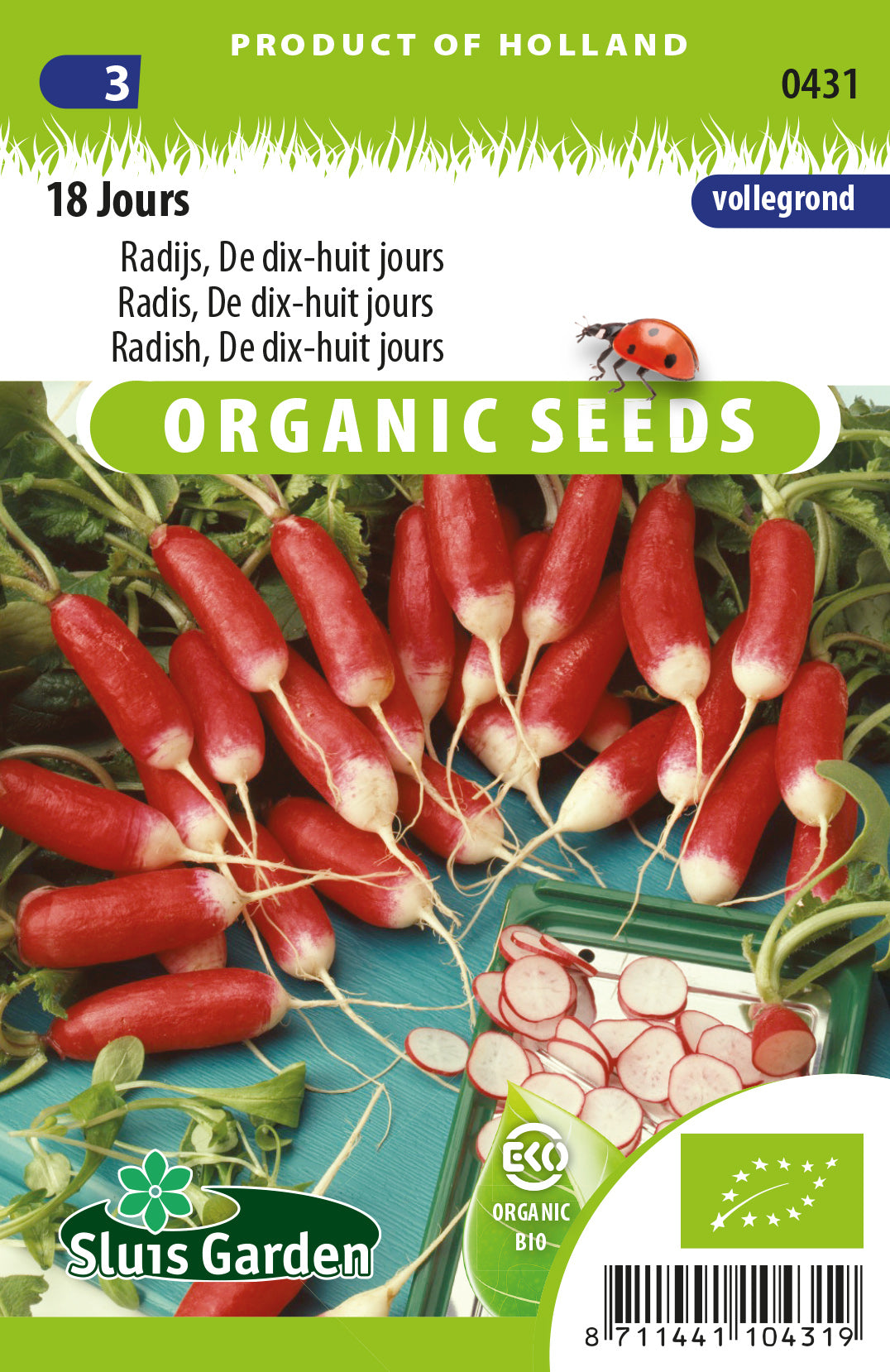 Radijs 18 Jours BIO Zaden – Snelle Franse Radijs (18 Dagen) – ca. 5 g – Sluis Garden