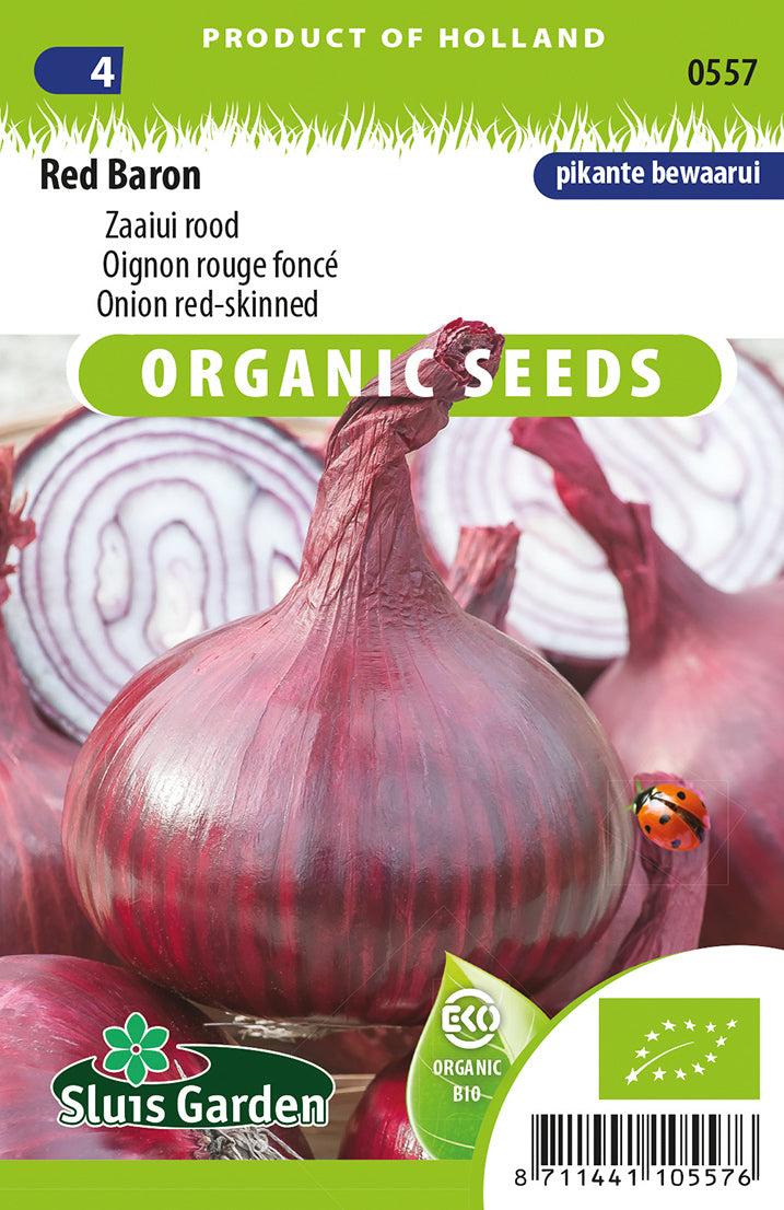 Zaaiui Red Baron BIO Zaden – Biologische Rode Uien voor Moestuin – ca. 2 g – Sluis Garden