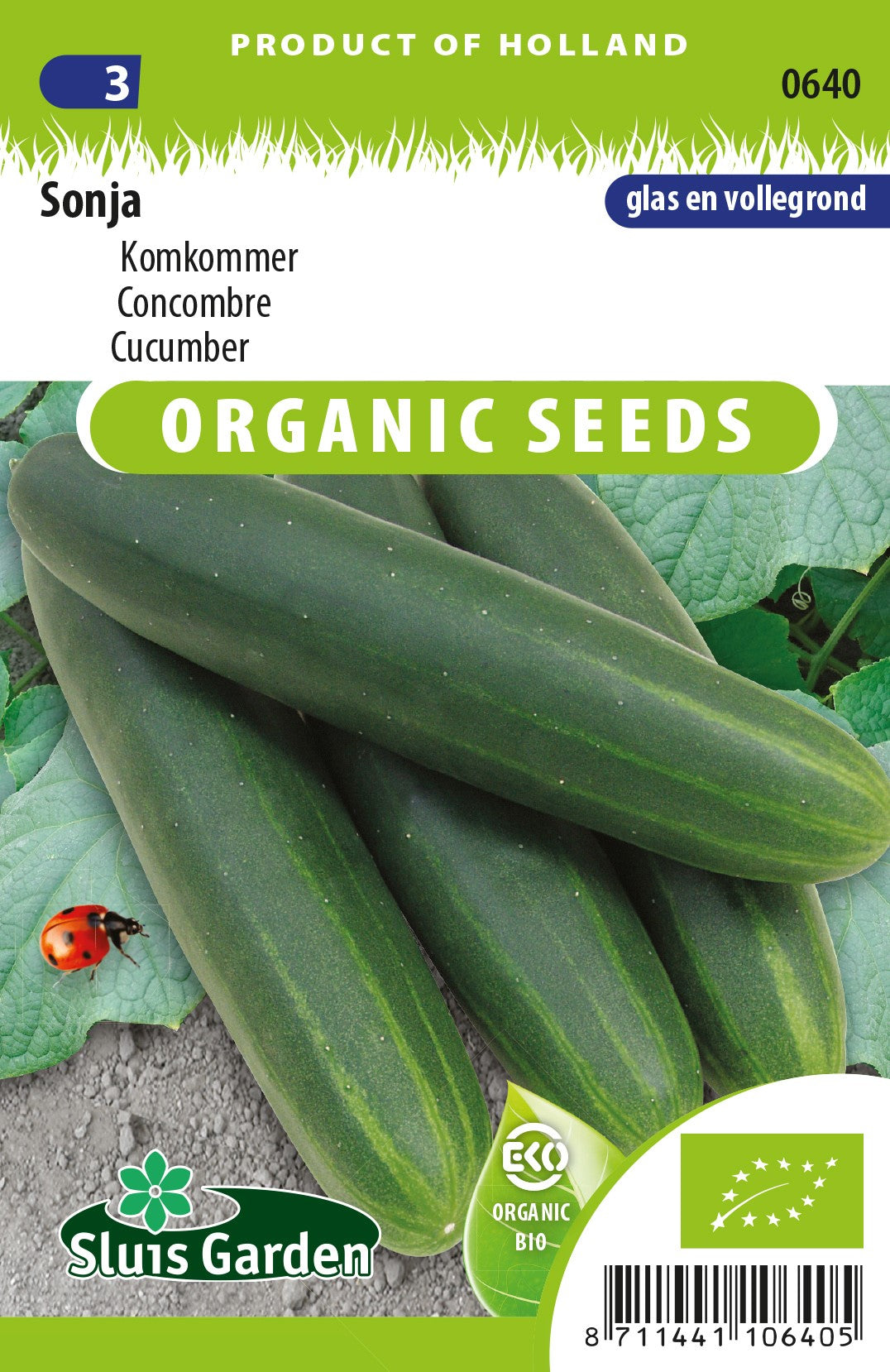 Komkommer Sonja BIO Zaden – Biologische Komkommer voor Moestuin – ca. 2 g – Sluis Garden