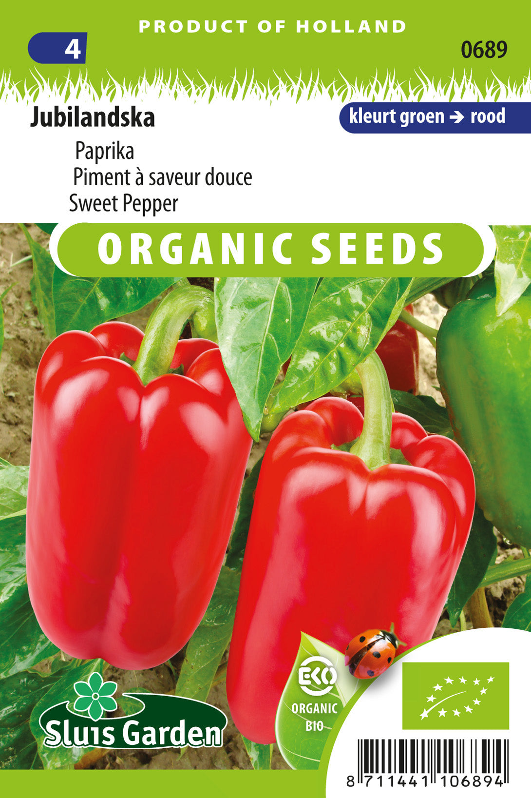 Paprika Jubilandska BIO Zaden – Biologische Paprika voor Moestuin – ca. 0,5 g - sluis garden