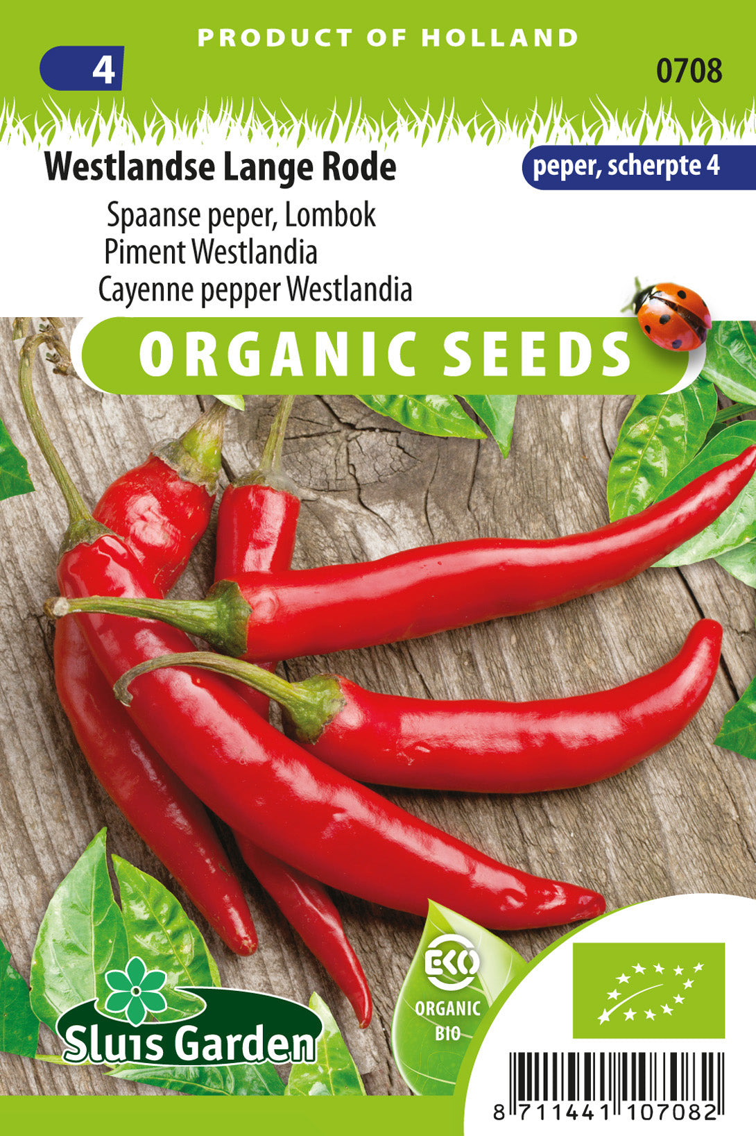 Peper Westlandse Lange Rode BIO Zaden – Biologische Peper voor Moestuin – ca. 0,5 g – Sluis Garden