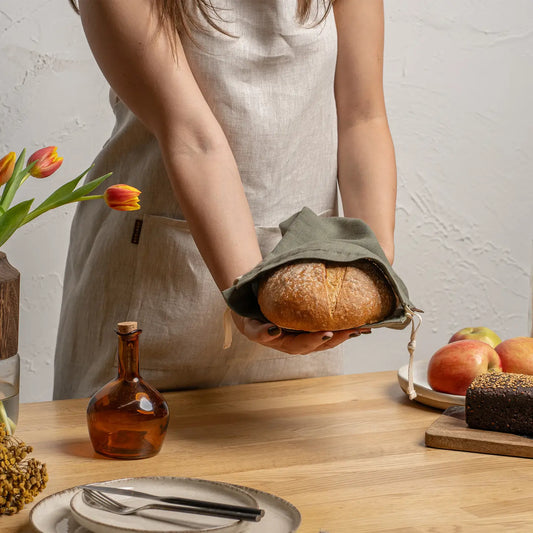 100% herbruikbare linnen broodzak. Niet chemisch gewassen.