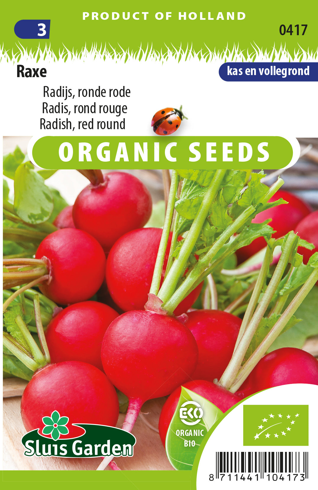 Radijs Raxe BIO Zaden – Biologische Radijs voor de Moestuin – ca. 5 g – Sluis Garden