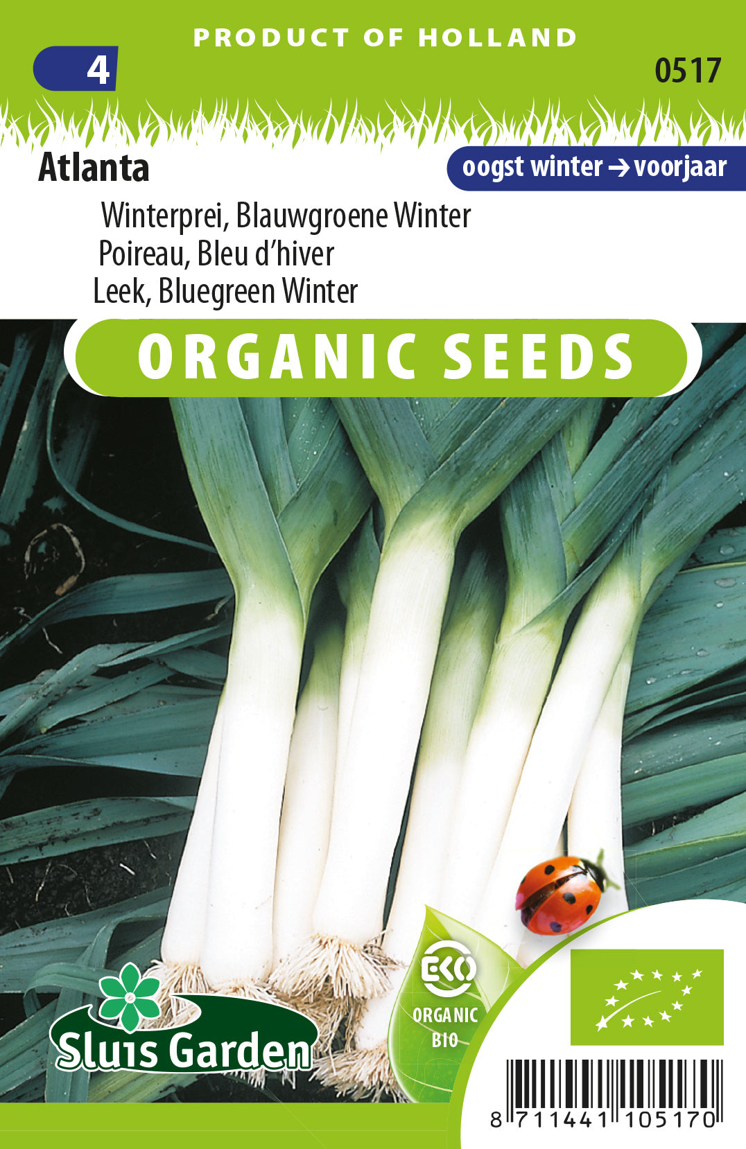 Prei Blauwgr Winter Atlanta BIO Zaden – Biologische Prei voor Moestuin – ca. 1 g – Sluis Garden