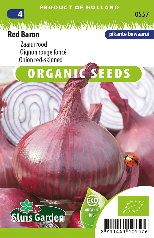 Zaaiui Red Baron BIO Zaden – Biologische Rode Uien voor Moestuin – ca. 2 g – Sluis Garden