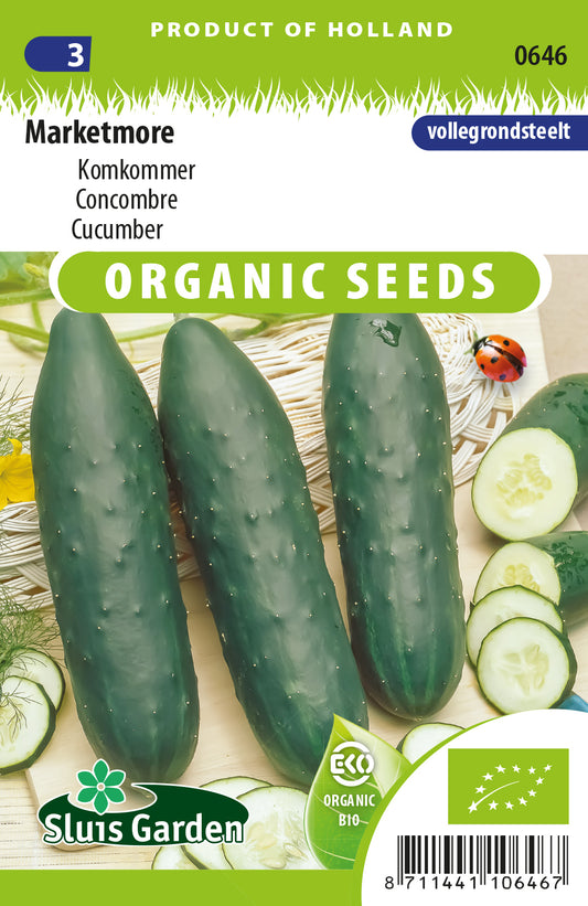 Komkommer Marketmore BIO Zaden – Biologische Komkommer voor Moestuin – ca. 2 g – Sluis Garden