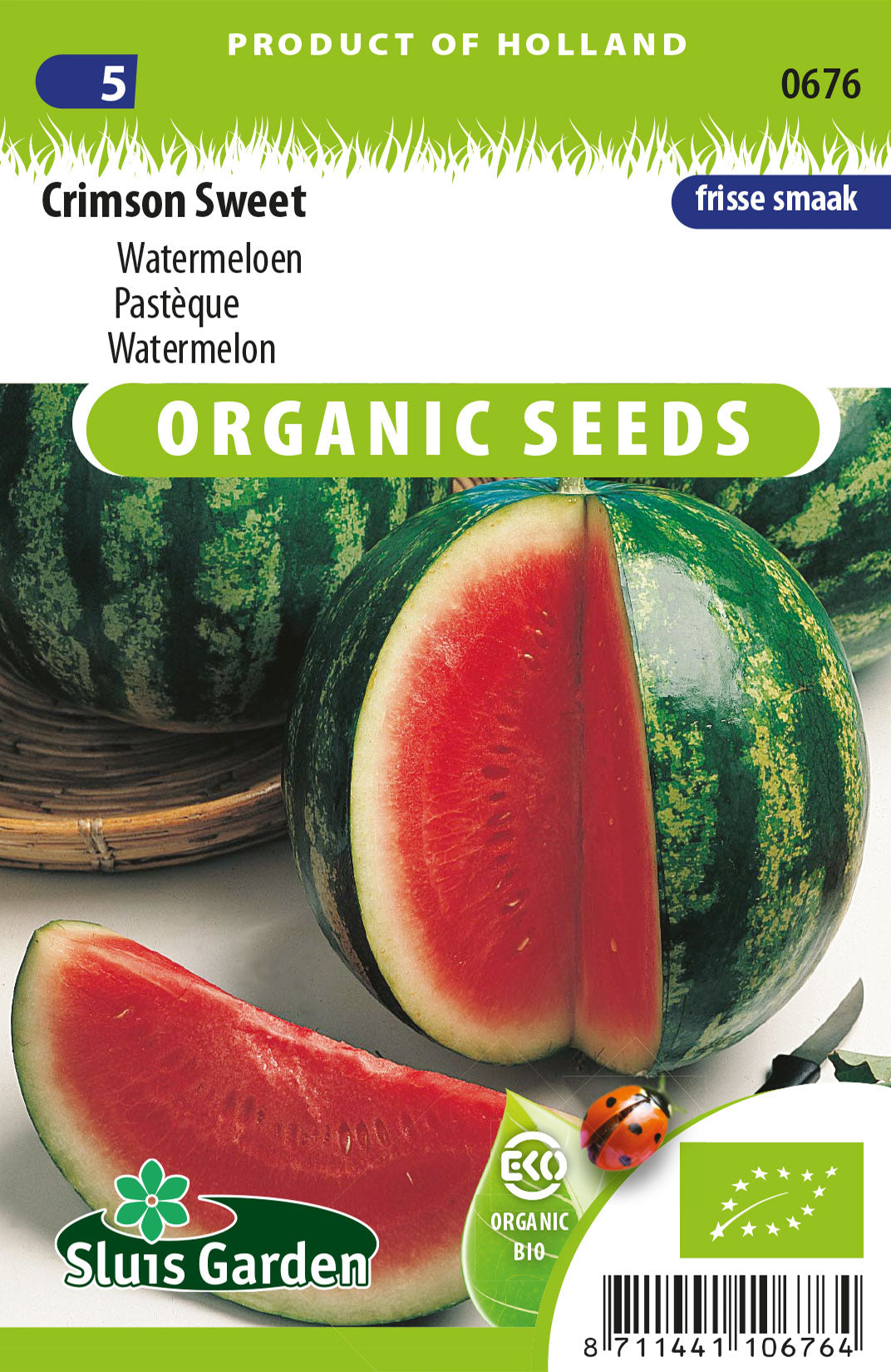 Watermeloen Crimson Sweet BIO Zaden – Biologische Watermeloen voor Moestuin – ca. 3 g – Sluis Garden