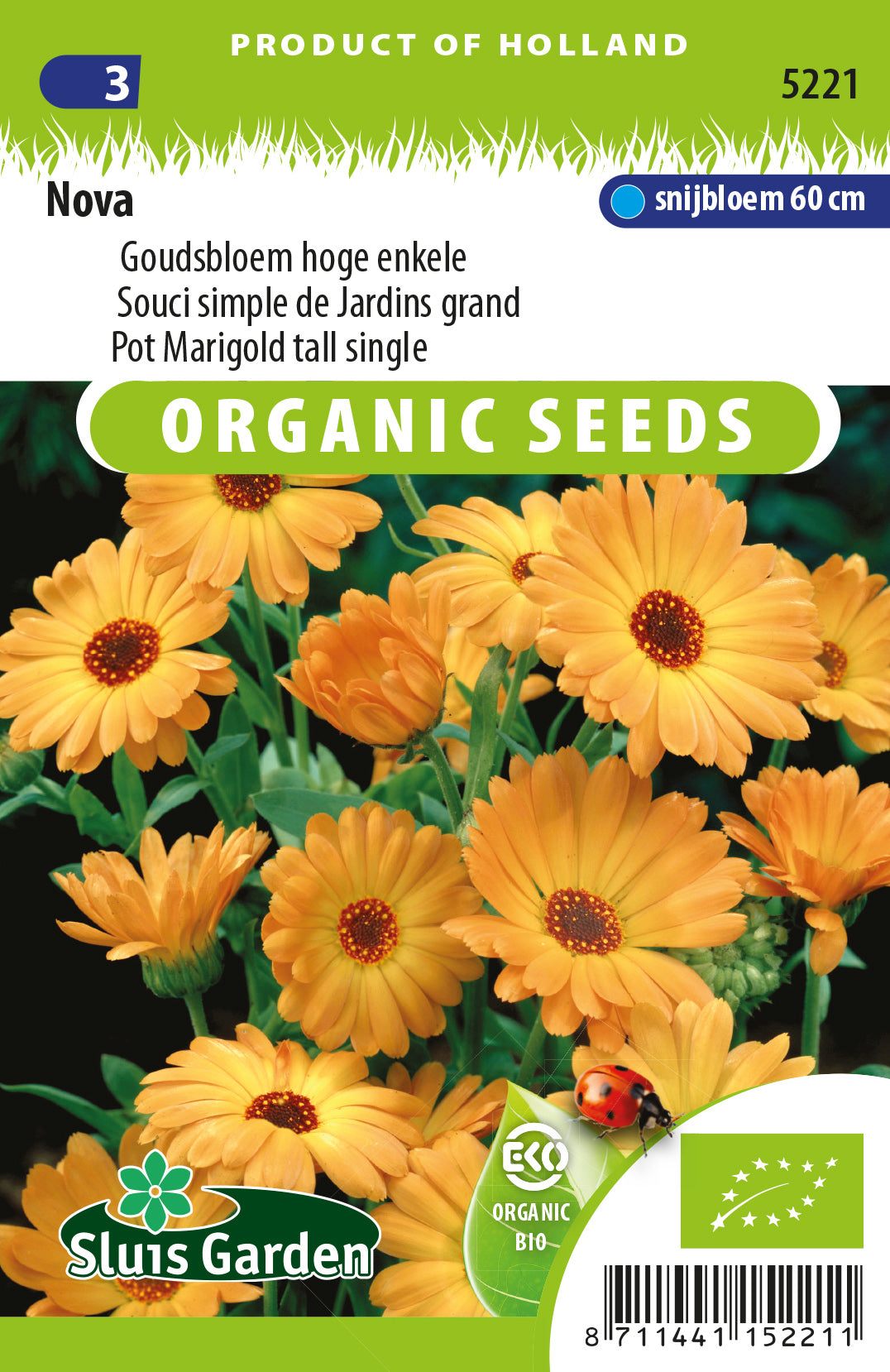 Calendula officinalis BIO – Enkele Goudsbloem Zaden 0,8 g voor Moestuin & Bloementuin – Sluis Garden