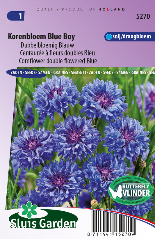 Centaurea Cyanus Flore Plena Blue Boy Zaden – Dubbele Korenbloem voor Moestuin – Sluis Garden – GMO-vrij