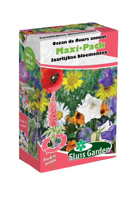 Jaarlijkse Bloemenzee Maxi Pack 125 g Zaden – Rijkbloeiende Eenjarige Sier- en Bijenbloemen – Sluis Garden