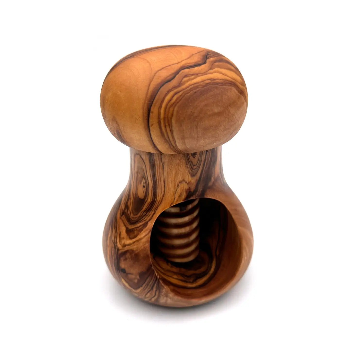 Handgemaakte notenkraker met moerschroef