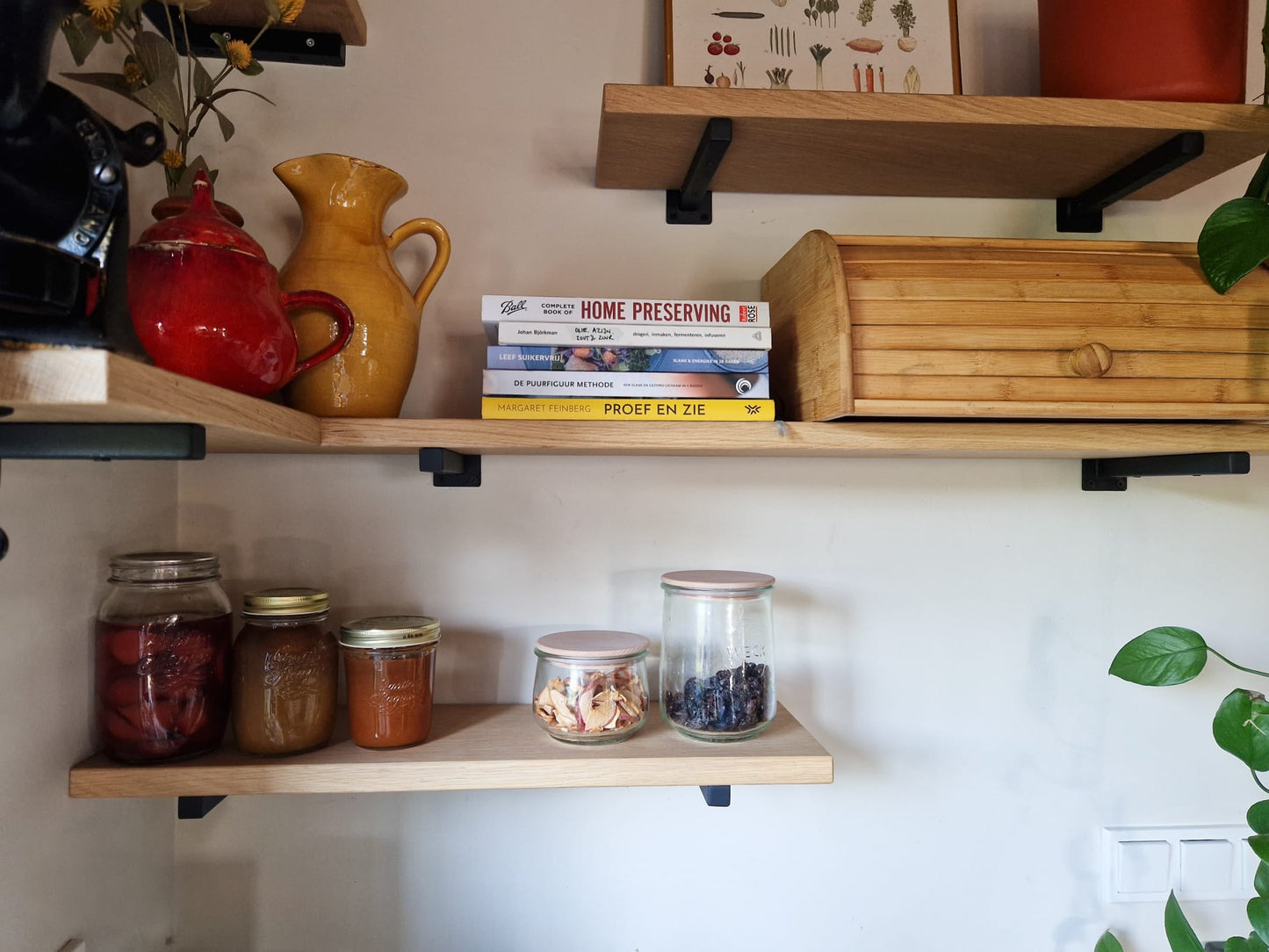 Weck-pot tulpenglas met beukenhouten deksel – decoratieve glazen voorraad pot