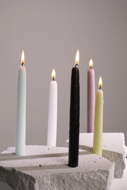 Ambachtelijke Franse stompkaarsen van minerale was en katoenen lont - set van 3