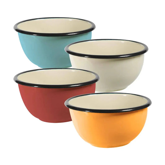 Set van 4 Geëmailleerde Kommen – Duurzame Emaille Schalen